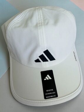 Adidas Aeroready Men’s Adjustable Fit Reflective Cap Hat White One Size NWT